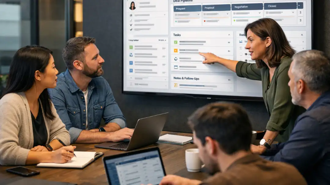 crm ai training professionals meeting dashboard