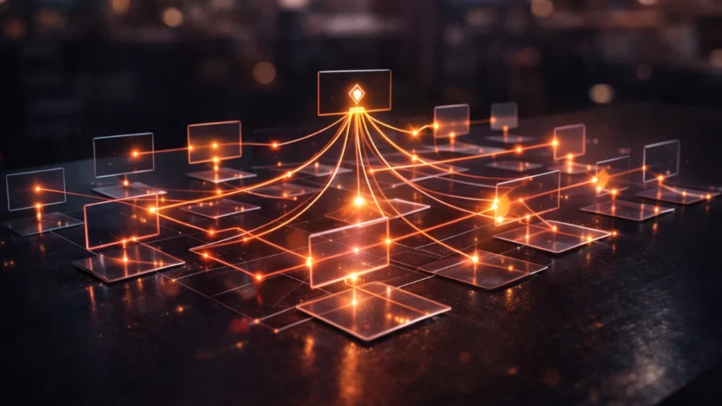 futuristic digital network data connectivity visualization