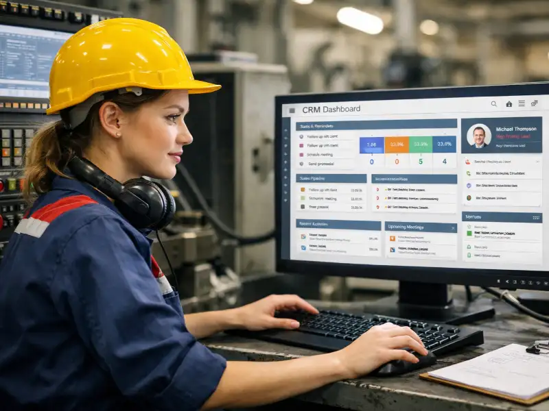 industrial worker using crm dashboard optimization